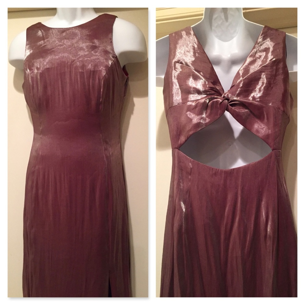 Ever Beauty 90s Berry Lame Column 6 Dress Back - Picture 2 of 8